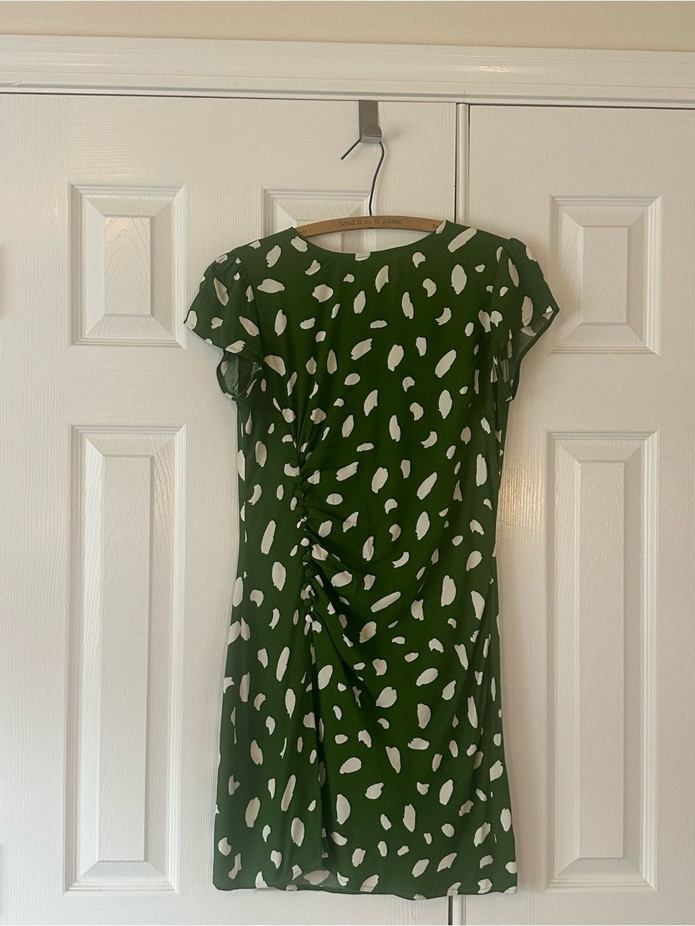 Reformation Remi Green & White Print Selina Mini Dress